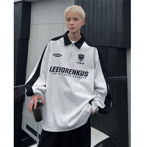 美式polo衫卫衣男2025新款春秋季半拉链外套款大码上衣W81-P48图片