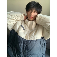 A298-P98冬季撞色拼接棉服上衣港风男女同款外套，男装棉衣，星座911