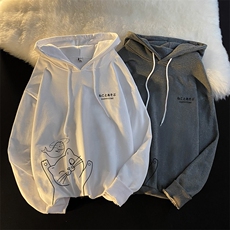 WY2133-P35加绒款-P40纯棉连帽卫衣男大码运动帽衫宽松薄外套男，男装卫衣，电商A040