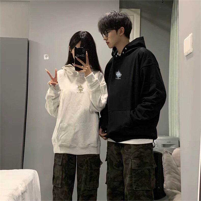 抖音得物品质380克全棉美式宽松两粒扣印花连帽卫衣ACM2201,男装卫衣,电商A443