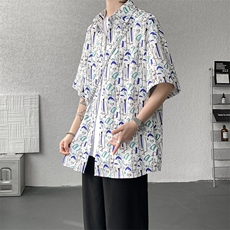 8XL-M花衬衫男短袖夏季薄款冰丝半袖宽松大码休闲外套DC28008P38，男装T恤，电商B312