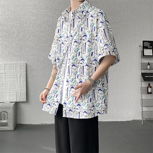 8XL-M花衬衫男短袖夏季薄款冰丝半袖宽松大码休闲外套DC28008P38图片