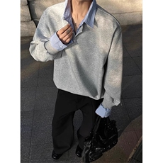 现货JY144-P46假两件衬衫领卫衣男春季韩系穿搭polo外套网图，男装衬衫，星座1501-3