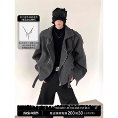 假两件毛呢大衣男加厚短款廓形轻熟风夹克外套1001-1-J885-P85，男装夹克，星座1001-1