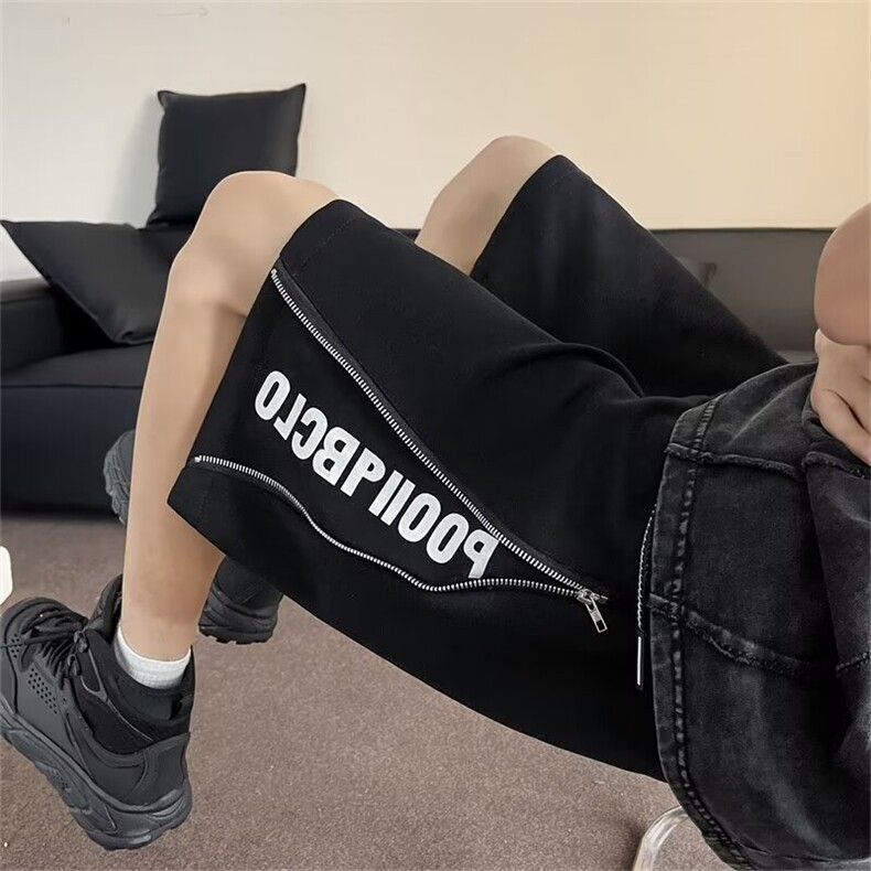 休闲短裤男士韩版潮流字母拼色高街帅运动裤2024五分裤K5249-P34，男装牛仔裤，星座412-2