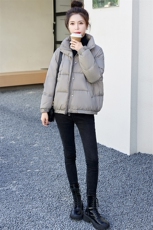 2022冬季新款韩版宽松显瘦分格充绒中长款立领羽绒服白鸭绒，女装羽绒服，香水丽阁