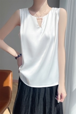 夏季缎面打底背心女内搭纯色无袖衬衫t恤上衣内搭吊带可外穿上衣，女装背心吊带，圣丽羊绒