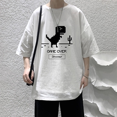 YT26315-P30亚麻短袖t恤男大码五分袖男宽松七分袖大皂风模特，男装T恤，电商A040
