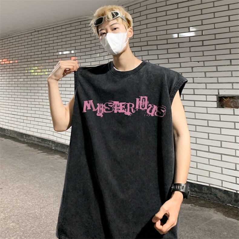 数据超好水洗宽松无袖背心韩版ins风潮牌背心517A-2-WX007-P35,男装背心/马甲,星座517A-2