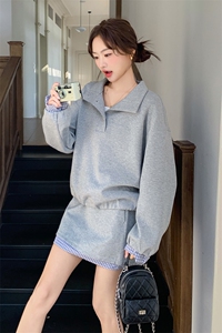 【2025春款】灰色拼格子套装088-7707 p145k198图片