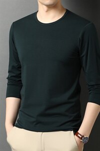 G5501男士长袖T恤2023秋季新款简约商务休闲棉纯色修身体恤P34图片
