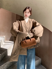 韩系拼接撞色格子围巾短款羽绒服女2025冬立领宽松小个子减龄外套，女装羽绒服，艾米莉亚