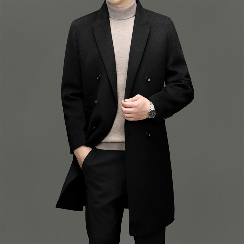 高端中年绵羊毛羽绒内胆西服大衣男秋冬中青年双面呢休闲外套,男装西服,钱塘723