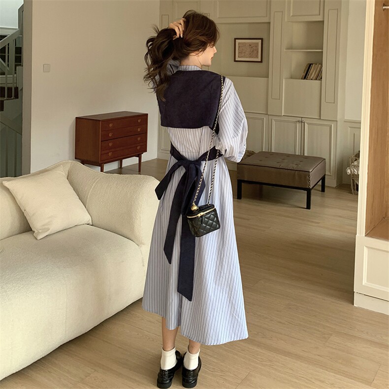 假两件绣标连衣裙2C198-5887-P145K218,女装连衣裙,2C198