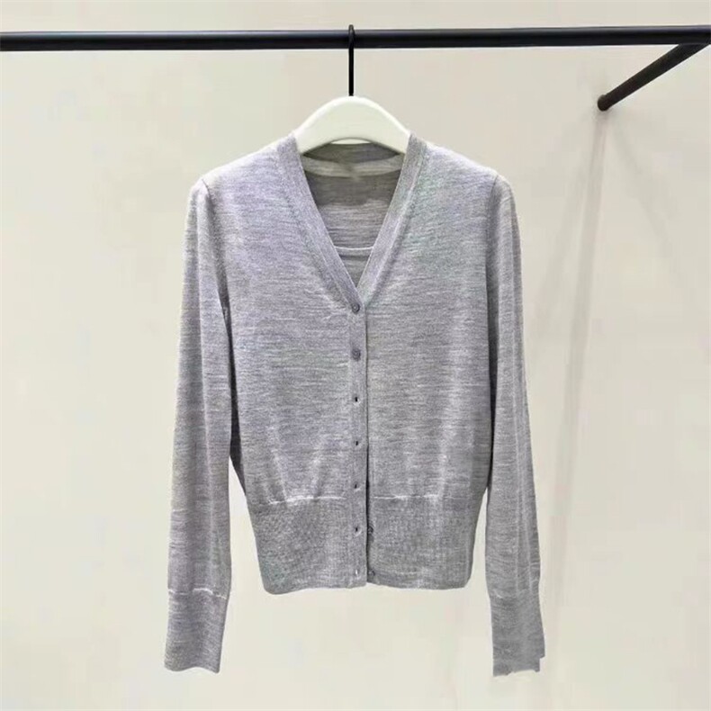 秋季新款女装针织衫修身显瘦羊毛开衫背心两件套百搭V领长袖外套，女装针织衫/毛衣，奢优羊绒