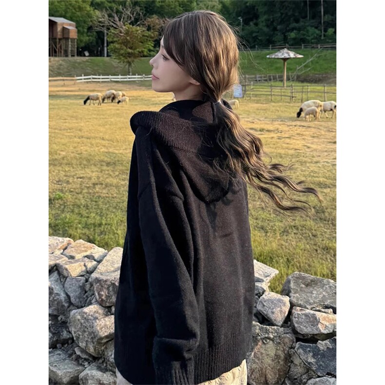 抖音得物保暖立领拉链针织外套秋冬宽松慵懒风纯色毛衣上衣AM047,男装针织衫/毛衣,电商A443