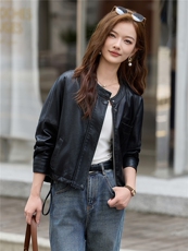 2025秋季女装新款大量现货时尚立领短款皮衣外套，女装皮衣，缘衣格