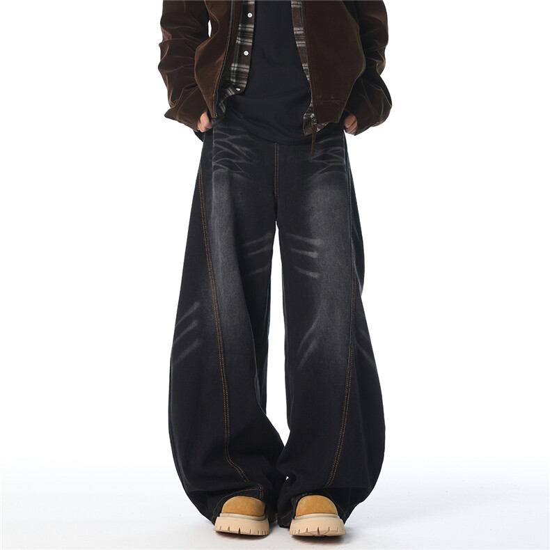 XZ1011-8515-P65控98复古拼接弯刀裤，男装休闲裤，星座B271