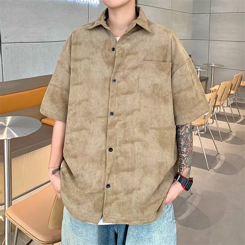 衬衫男士短袖韩版潮流高街帅气2024夏季新款ins宽松外套CY716-P38图片