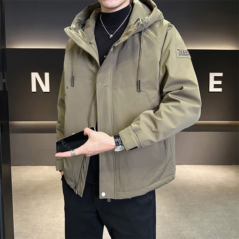 工装连帽冲锋衣二棉外套男加棉加厚棉衣棉服袄子,男装夹克,电商D211