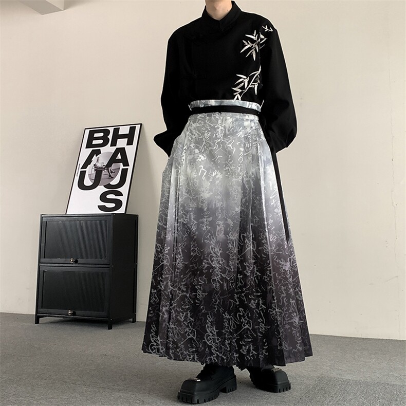 24新中式汉元素新中式衬衫订婚敬酒男女百褶唐装仿妆花马面裙汉服图片