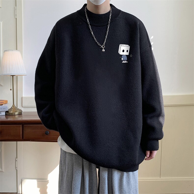 半高领毛衣男大码胖子针织衫毛线衣M18400-P45加绒款-P65,男装针织衫/毛衣,电商A040