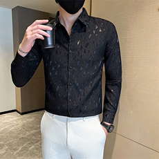 秋冬社会小伙店主风提花长袖衬衫301A-1/CS456/P55，男装衬衫，星座301A-1
