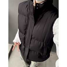 现货5W件冬季三防boxy短款立领棉衣马夹外套男女加厚马甲保暖棉服，男装棉衣，电商A486