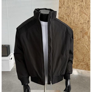 高品质春装新款老钱风美式高街解构立领棒球服飞行夹克潮休闲外套图片