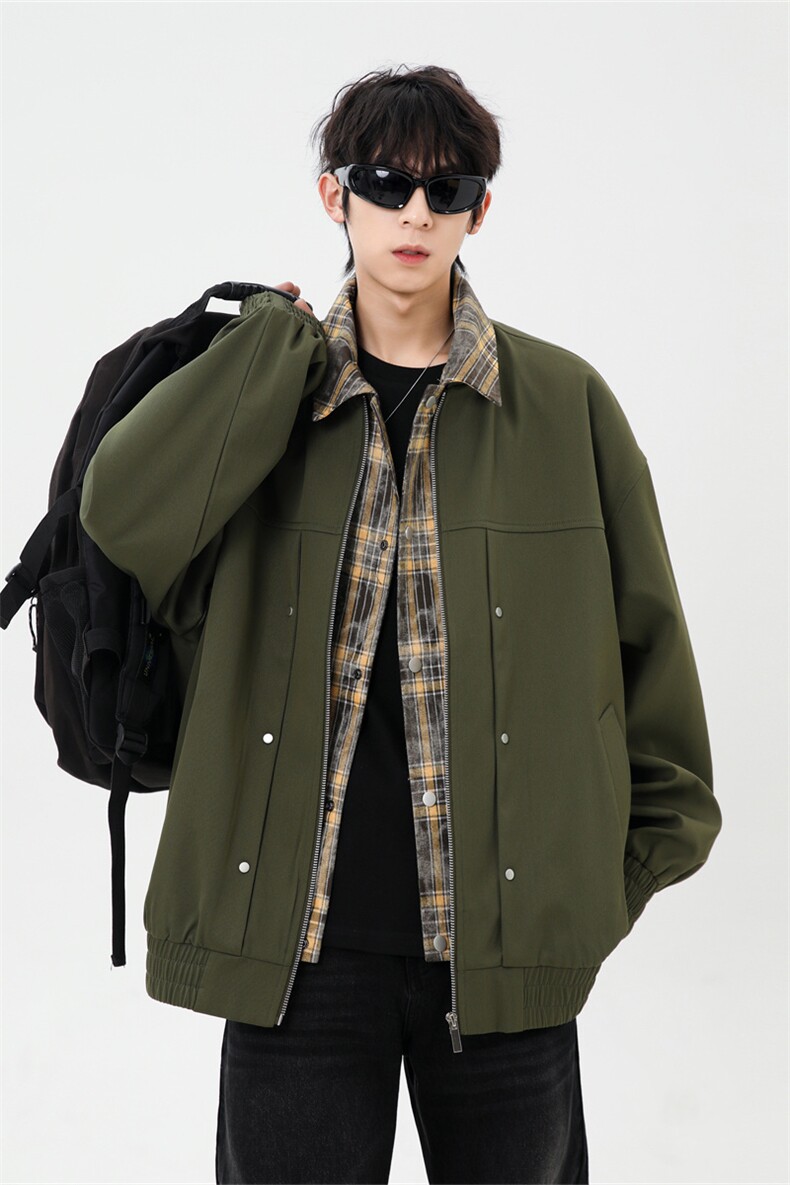 秋季假二件休闲痞帅工装翻领夹克潮流外套XZ301b-2-JK2589P78,男装夹克,星座301B-2（原A443-1）