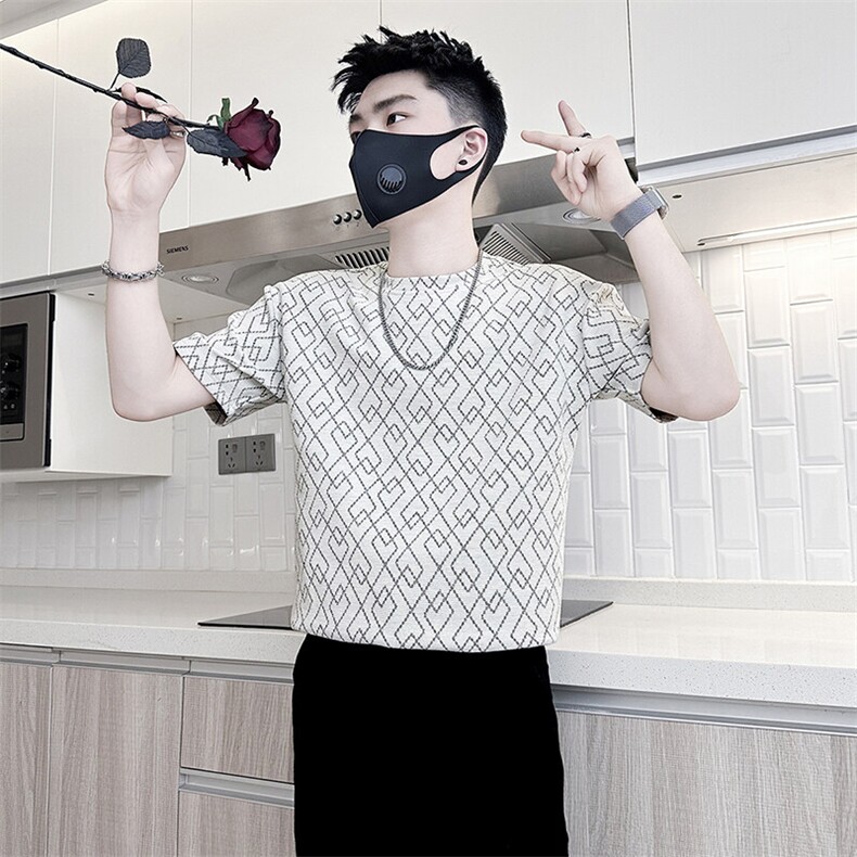 短袖T恤男网红痞帅炸街半袖衣服社会小伙301C-DT81-P48控68,男装T恤,星座301C（原B323）