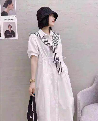 【现货】夏季新款条纹披肩衬衫连衣裙，女装衬衫，名依人