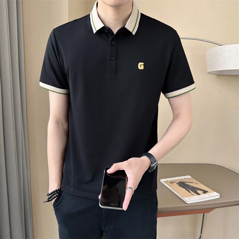 polo衫短袖男士2025夏季新款修身透气珠地棉男士半袖T恤翻领夏装,男装T恤,星座414（原B263）