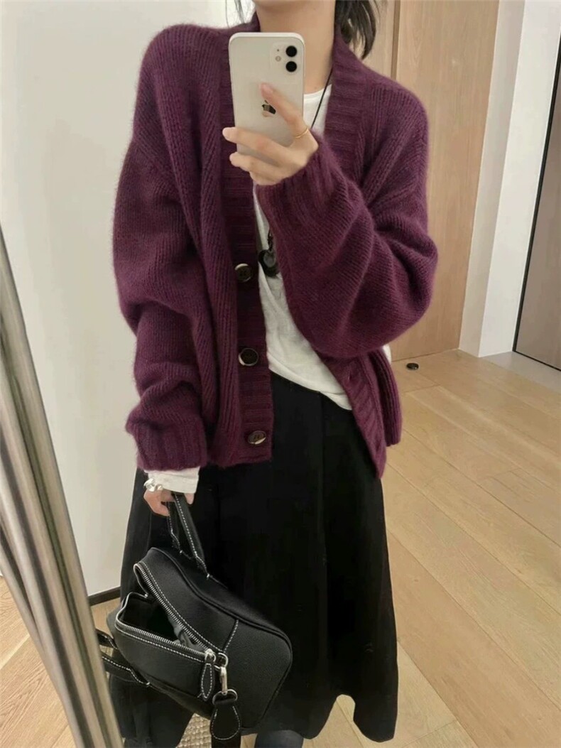 毛衣女慵懒秋冬宽松针织新款长袖内搭短款开衫,女装羊毛衫,恩泰羊绒