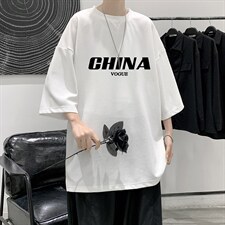 Q11001-P30春夏季七分袖t恤男大码五分袖男短袖中袖大皂风，男装T恤，电商A040