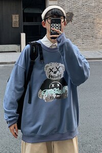 港风中性情侣大码休闲运动套头卫衣男外套7318P25控38图片