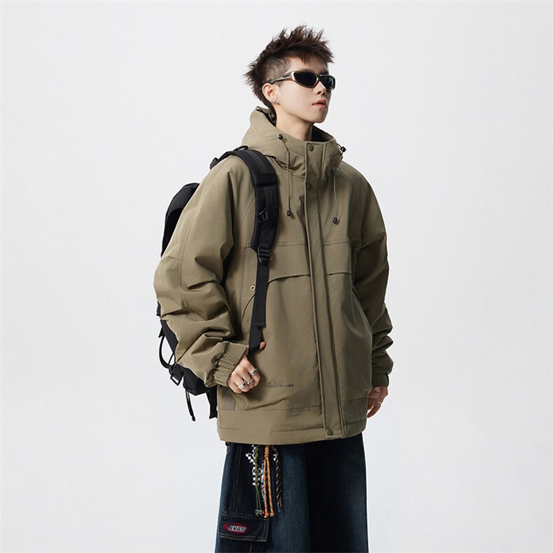 现货5W件冬季三防美式boxy解构连帽雪山冲锋衣棉衣男女棉服厚外套,男装夹克,电商A486-1