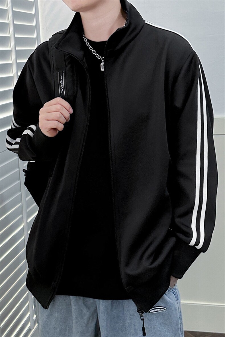 现货开衫卫衣外套男垂感运动服上衣宽松立领夹克A116P65加绒P75,男装夹克,电商A351