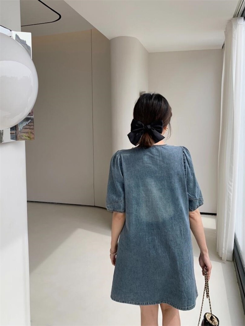 夏季薄款牛仔连衣裙，女装连衣裙，肆尔