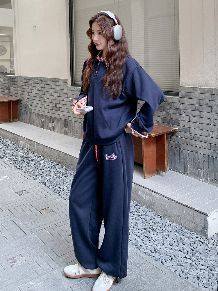 通勤风时尚套装洋气百搭撞色韩版减龄秋季时尚运动春秋长袖运动,女装套装/套裙,浙宝305