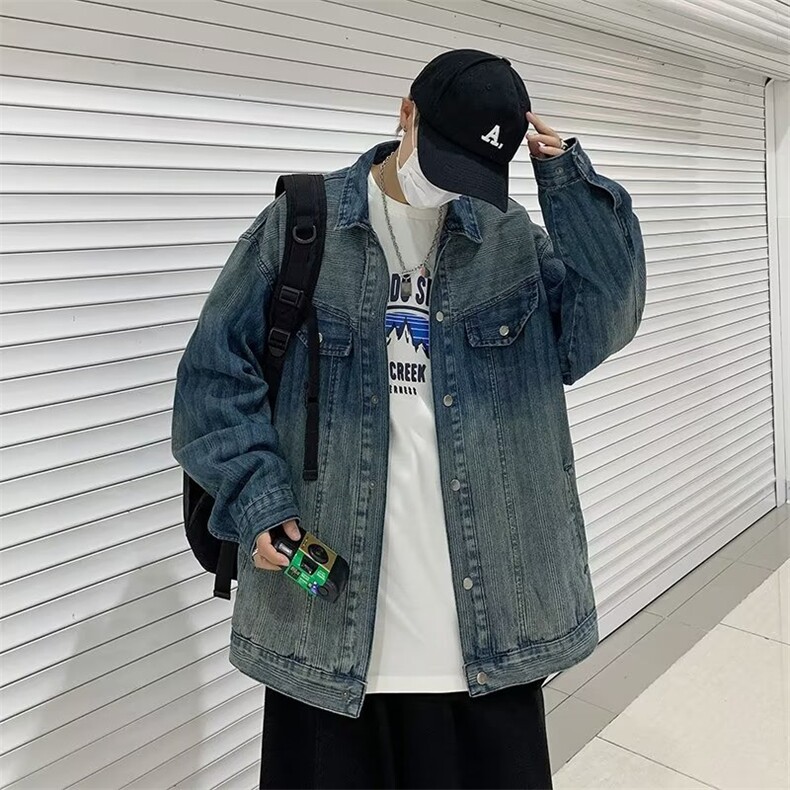 牛仔外套男韩版处理高街帅气2023秋冬季新款ins宽松夹克W3707-68，男装大码男装，星座412-2