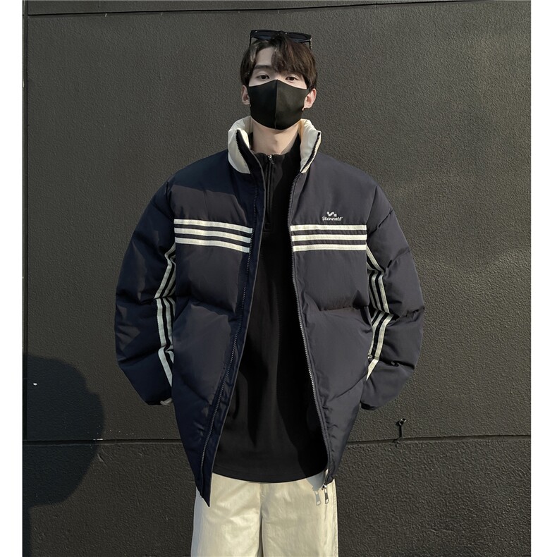 冬装新品美式条纹织带棉服刺绣logo棉衣休闲外套男G1100P118,男装棉衣,电商A339