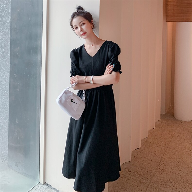 现货现货有后背蝴蝶结泡泡袖连衣裙163-6666-P95-控148,女装连衣裙,拾菱