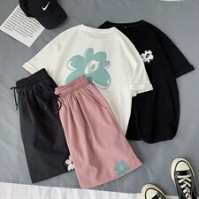 短袖t恤男士运动套装潮牌潮流衣服2021夏季宽松短裤一套DS853T，男装T恤，电商A102