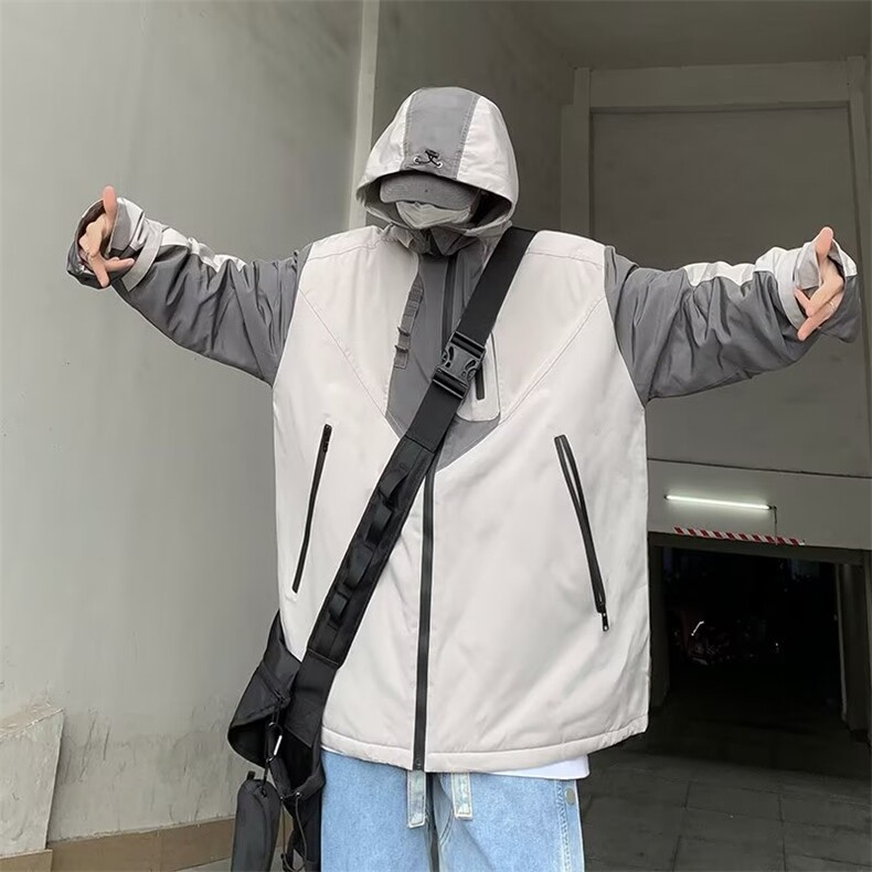 春秋新款男士连帽休闲外套男青年防水港风宽松工装夹克JK0503-P70,男装夹克,星座308B-1