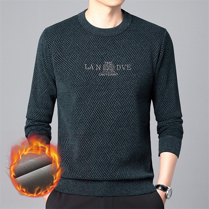 秋冬季男士加绒雪貂绒毛衣保暖休闲商务时尚精致打底衫男上衣,男装针织衫/毛衣,钱塘6003（原4033）