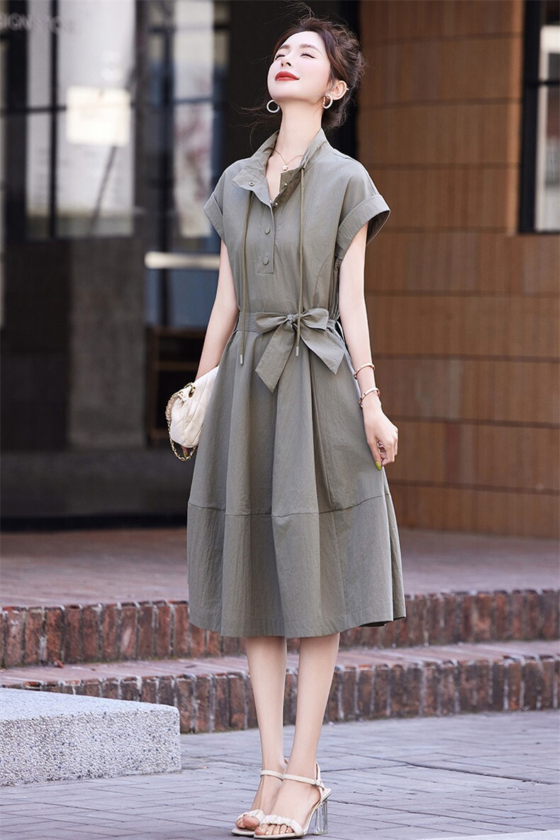 连衣裙女2025新款夏季休闲收腰显瘦小个子大方得体穿搭裙子,女装连衣裙,丽影随形
