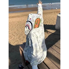 鲨鱼猿人外套街头刺绣拉链双帽迷彩嘻哈男女开衫拉链卫衣WT451，女装短外套，星座1116A（原606A-3）