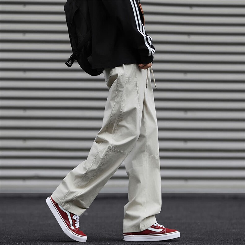 潮牌日系直筒休闲裤男士春夏秋季新款宽松阔腿工装裤子男A223/P45,男装工装外套,星座506