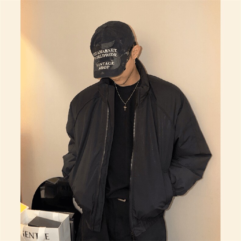 现货美式高街休闲棉衣夹克三防立领纯色户外工装加厚棉服外套,男装夹克,电商A486